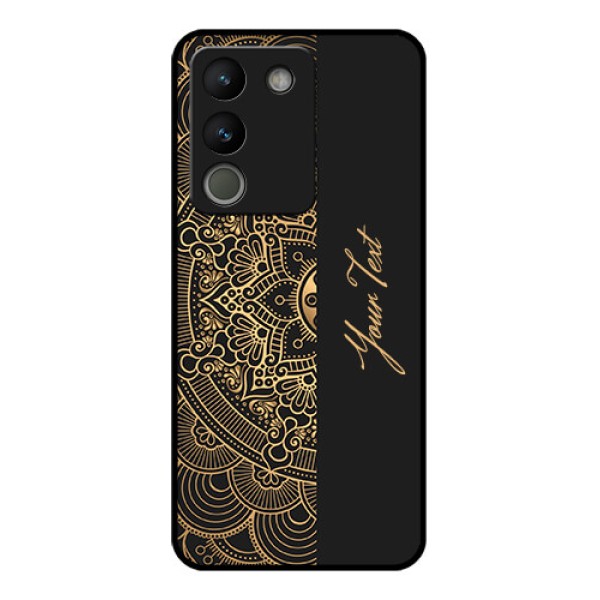Vivo Y200 5G Custom Glass Phone Case - Mandala Art With Custom Text Design