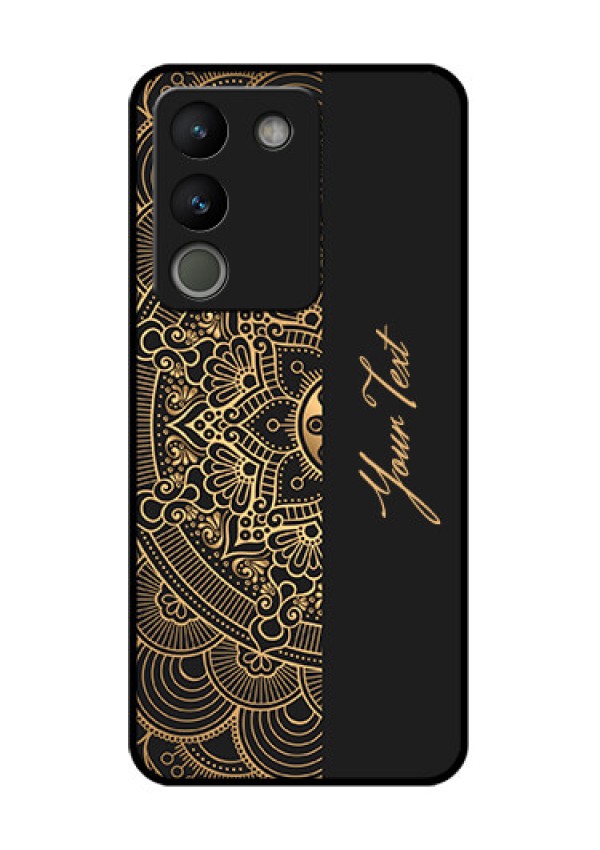 Vivo Y200 5G Custom Glass Phone Case - Mandala Art With Custom Text Design