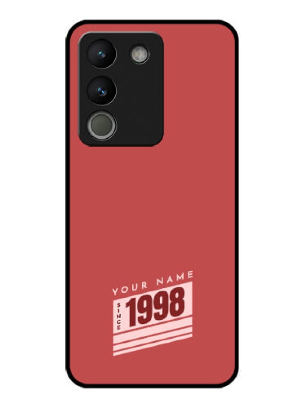 Custom Vivo Y200 5G Custom Glass Phone Case - Red Custom Year Of Birth Design