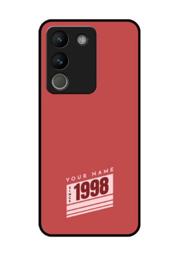 Vivo Y200 5G Custom Glass Phone Case - Red Custom Year Of Birth Design