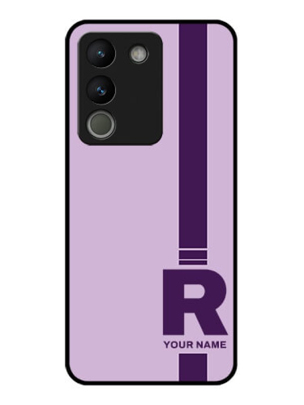 Custom Vivo Y200 5G Custom Glass Phone Case - Simple Dual Tone Stripe With Name Design