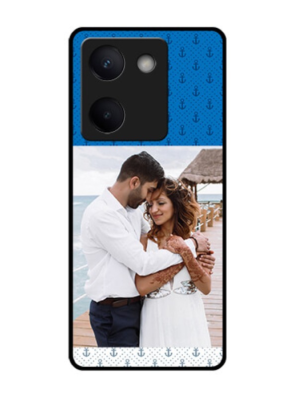 Custom Vivo Y200 Pro 5G Custom Glass Phone Case - Blue Anchors Design