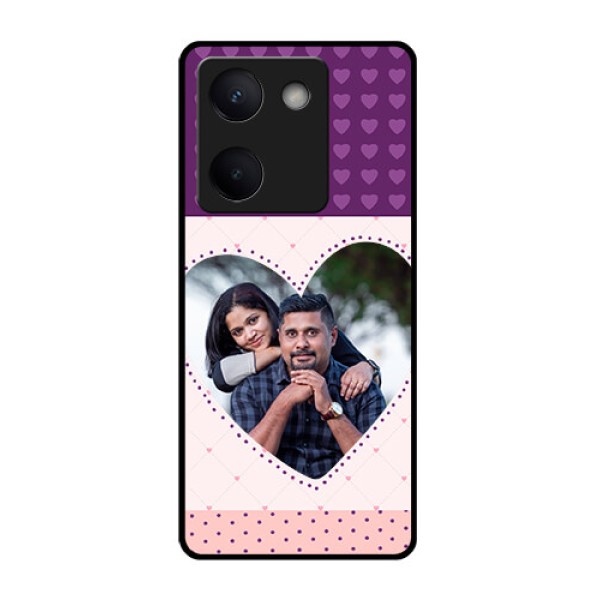 Vivo Y200 Pro 5G Custom Glass Phone Case - Violet Love Dots Design