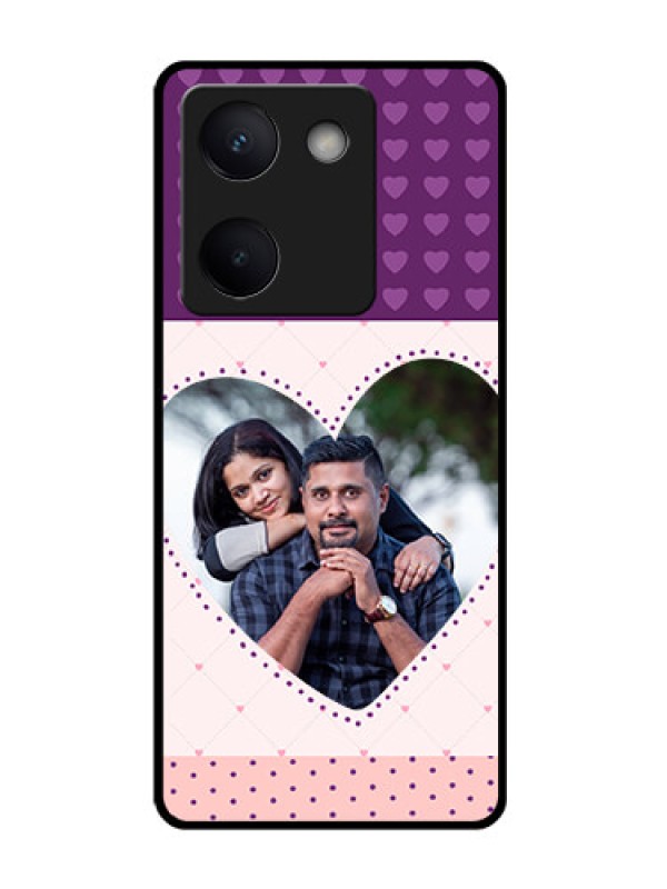 Custom Vivo Y200 Pro 5G Custom Glass Phone Case - Violet Love Dots Design