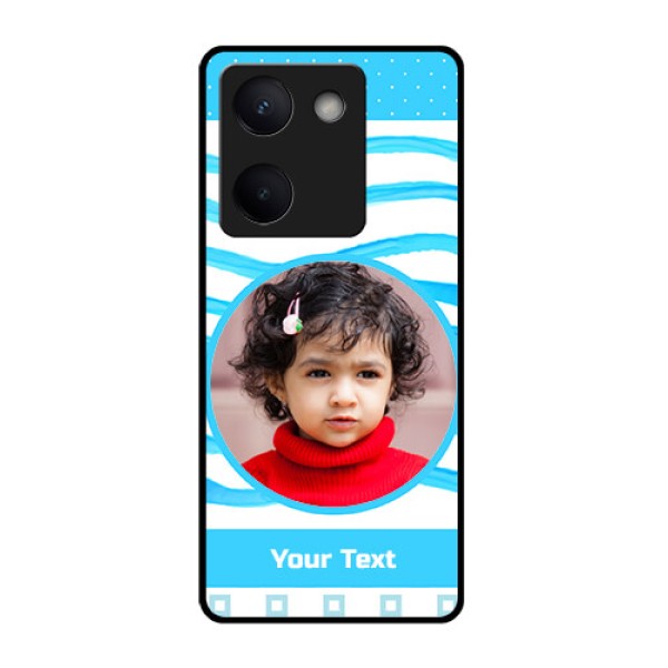 Vivo Y200 Pro 5G Custom Glass Phone Case - Simple Blue Case Design