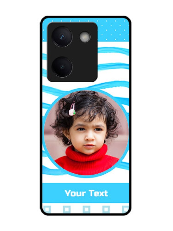 Custom Vivo Y200 Pro 5G Custom Glass Phone Case - Simple Blue Case Design