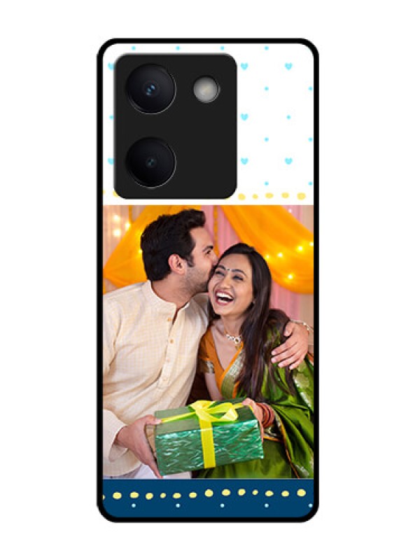 Custom Vivo Y200 Pro 5G Custom Glass Phone Case - White And Blue Abstract Design