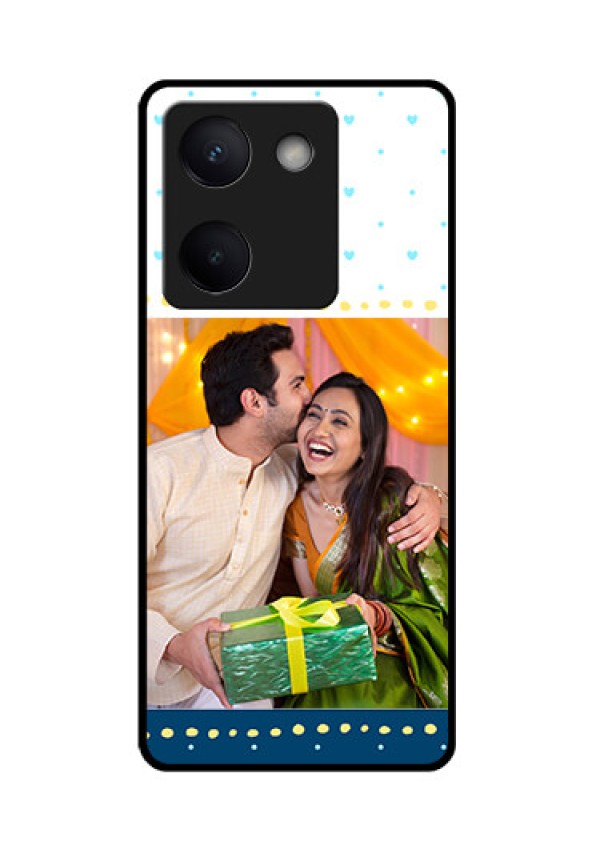Vivo Y200 Pro 5G Custom Glass Phone Case - White And Blue Abstract Design