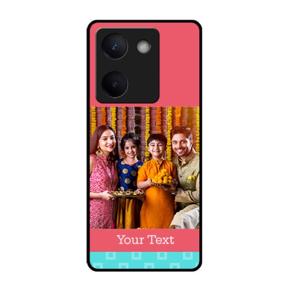 Vivo Y200 Pro 5G Custom Glass Phone Case - Peach & Blue Color Design