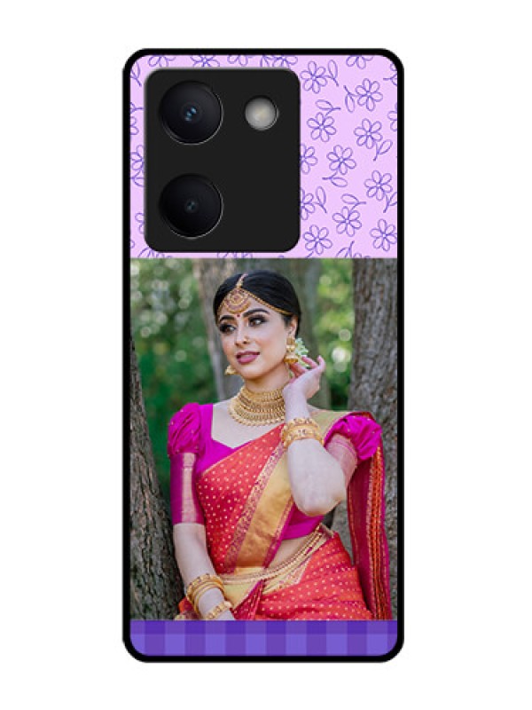 Custom Vivo Y200 Pro 5G Custom Glass Phone Case - Purple Floral Design