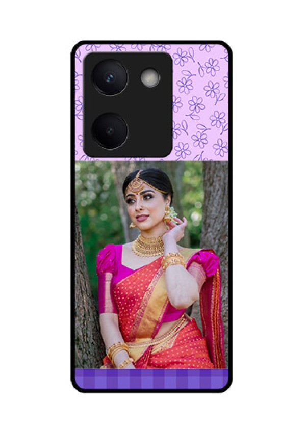 Vivo Y200 Pro 5G Custom Glass Phone Case - Purple Floral Design