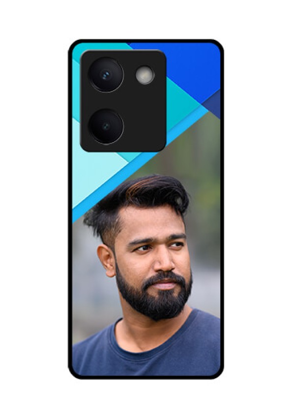Vivo Y200 Pro 5G Custom Glass Phone Case - Blue Pattern Design