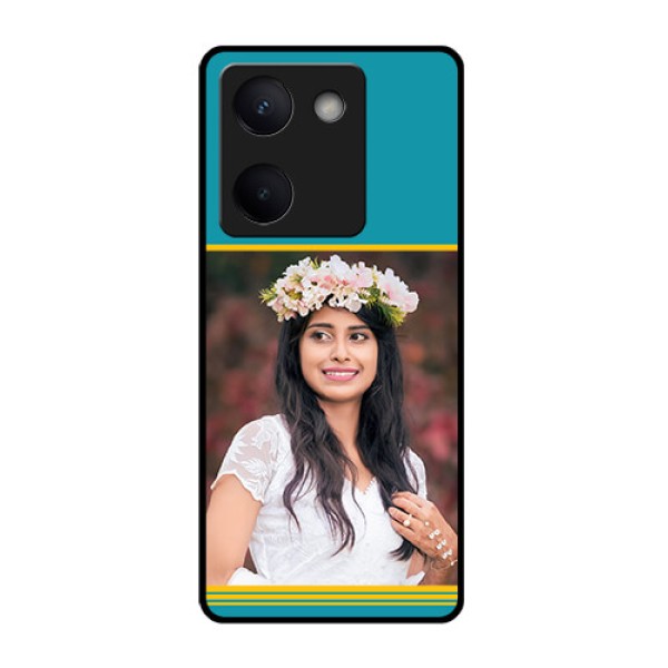Vivo Y200 Pro 5G Custom Glass Phone Case - Yellow & Blue Design