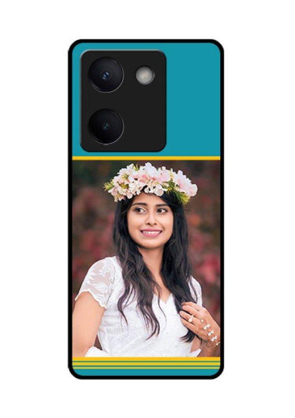 Vivo Y200 Pro 5G Custom Glass Phone Case - Yellow & Blue Design