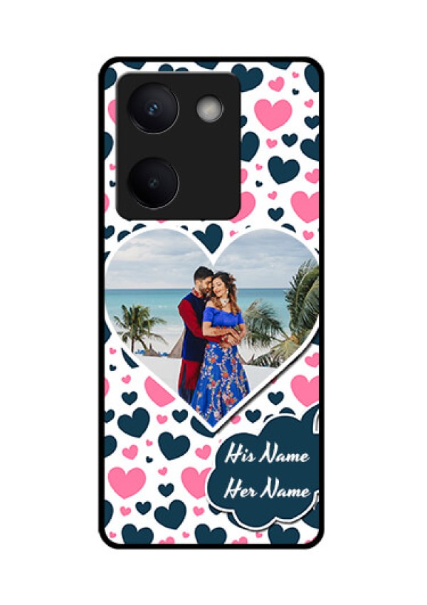 Vivo Y200 Pro 5G Custom Glass Phone Case - Pink & Blue Heart Design
