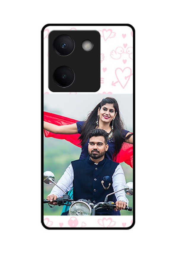 Vivo Y200 Pro 5G Custom Glass Phone Case - Pink Flying Heart Design