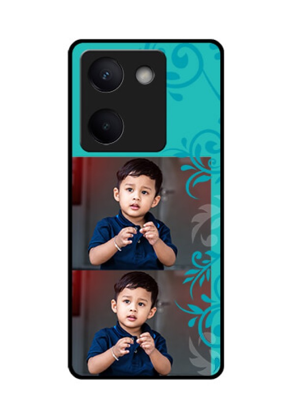 Vivo Y200 Pro 5G Custom Glass Phone Case - With Photo And Green Floral Design