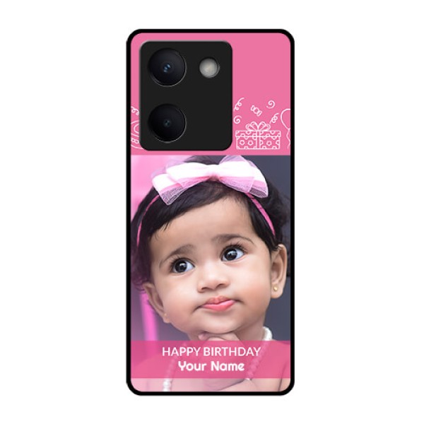 Vivo Y200 Pro 5G Custom Glass Phone Case - With Birthday Line Art Design Vivo Y200 Pro 5G Custom Glass Phone Case - With Birthday Line Art Design