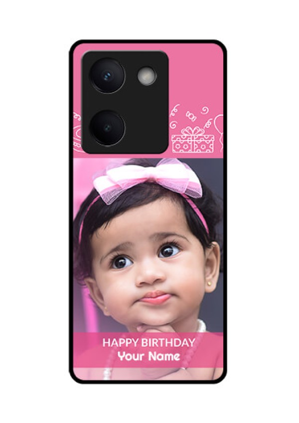 Vivo Y200 Pro 5G Custom Glass Phone Case - With Birthday Line Art Design