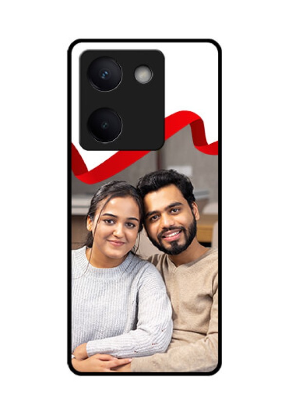 Vivo Y200 Pro 5G Custom Glass Phone Case - Red Ribbon Frame Design