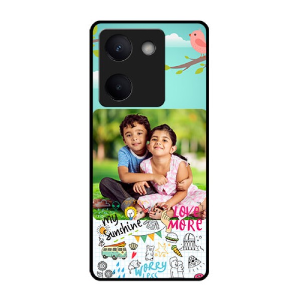 Vivo Y200 Pro 5G Custom Glass Phone Case - Doodle Love Design