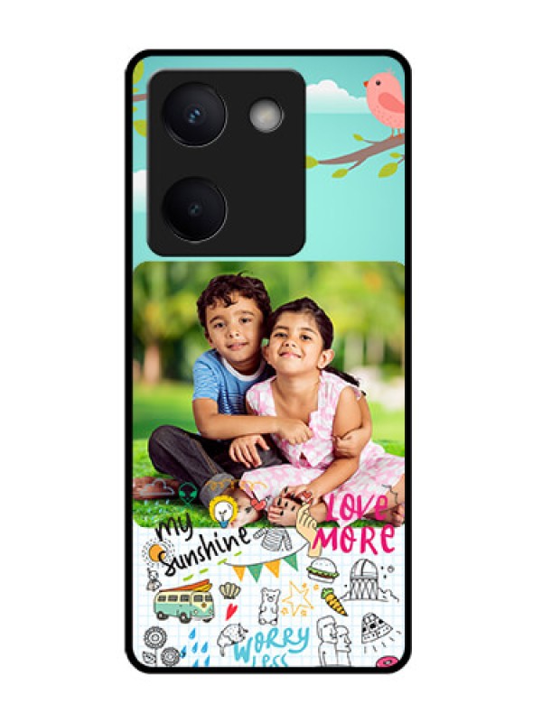 Custom Vivo Y200 Pro 5G Custom Glass Phone Case - Doodle Love Design