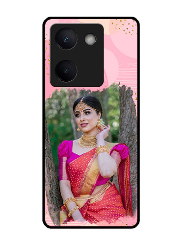 Custom Vivo Y200 Pro 5G Custom Glass Phone Case - Gold Glitter Splash Design