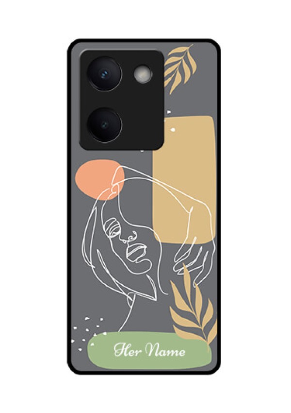 Vivo Y200 Pro 5G Custom Glass Phone Case - Gazing Woman Line Art Design