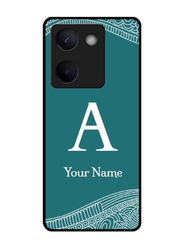 Custom Vivo Y200 Pro 5G Custom Glass Phone CaseLine Art Pattern With Custom Name Design