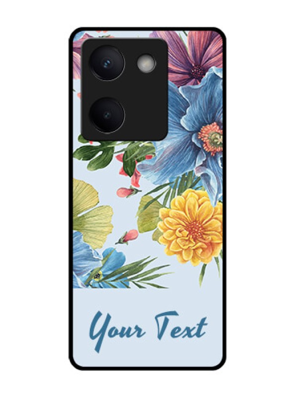 Custom Vivo Y200 Pro 5G Custom Glass Phone CaseStunning Watercolored Flowers Painting Design