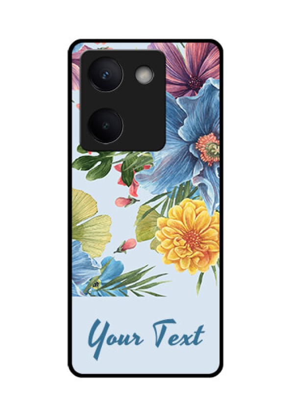 Vivo Y200 Pro 5G Custom Glass Phone Case - Stunning Watercolored Flowers Painting Design