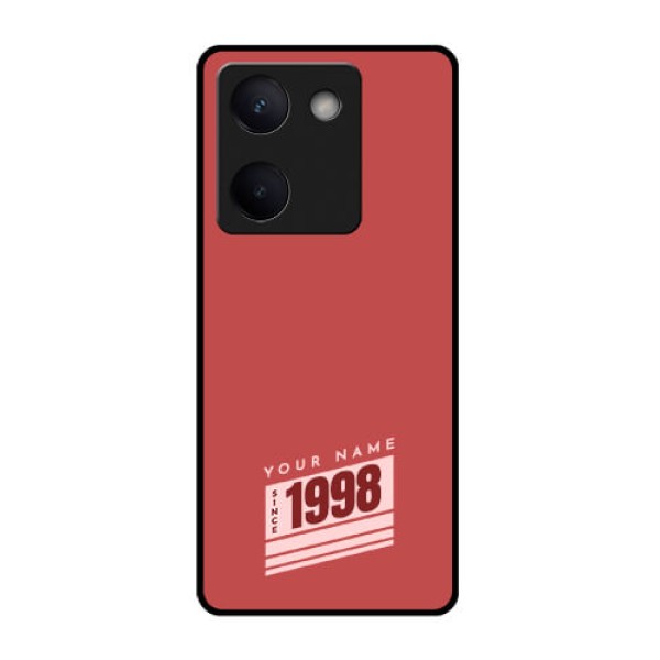Vivo Y200 Pro 5G Custom Glass Phone Case - Red Custom Year Of Birth Design Vivo Y200 Pro 5G Custom Glass Phone Case - Red Custom Year Of Birth Design