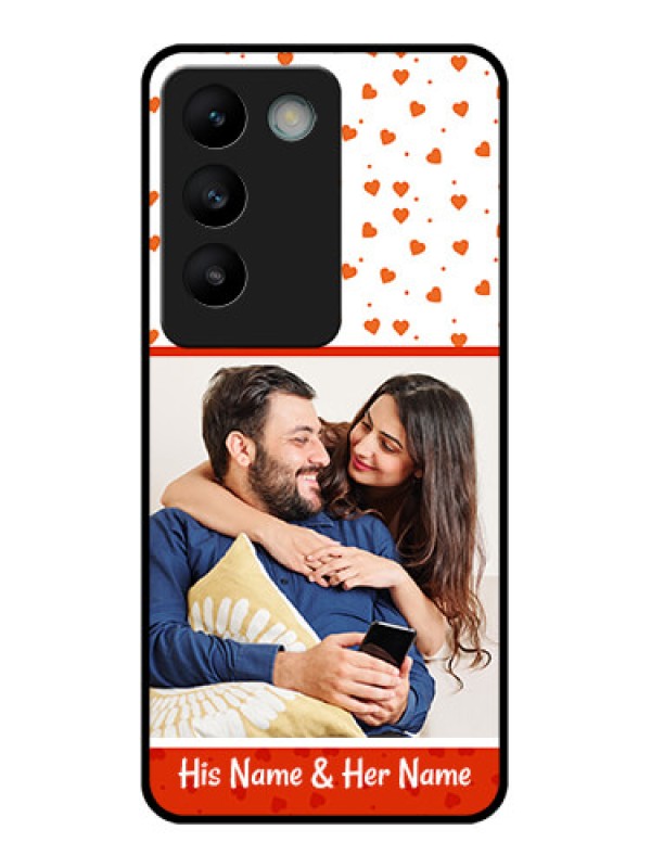 Custom Vivo Y200E 5G Custom Glass Phone CaseOrange Love Symbol Design