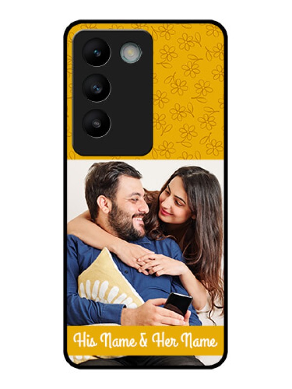 Custom Vivo Y200E 5G Custom Glass Phone CaseYellow Floral Design