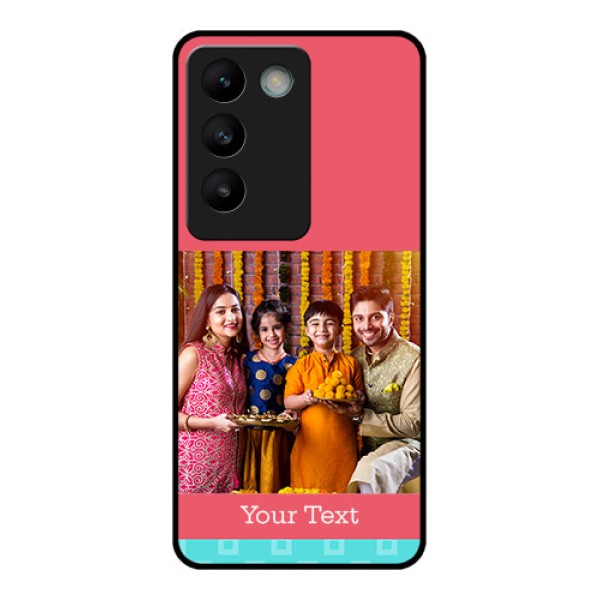 Vivo Y200E 5G Custom Glass Phone CasePeach and Blue Color Design
