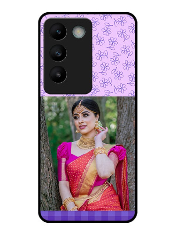 Custom Vivo Y200E 5G Custom Glass Phone CasePurple Floral Design