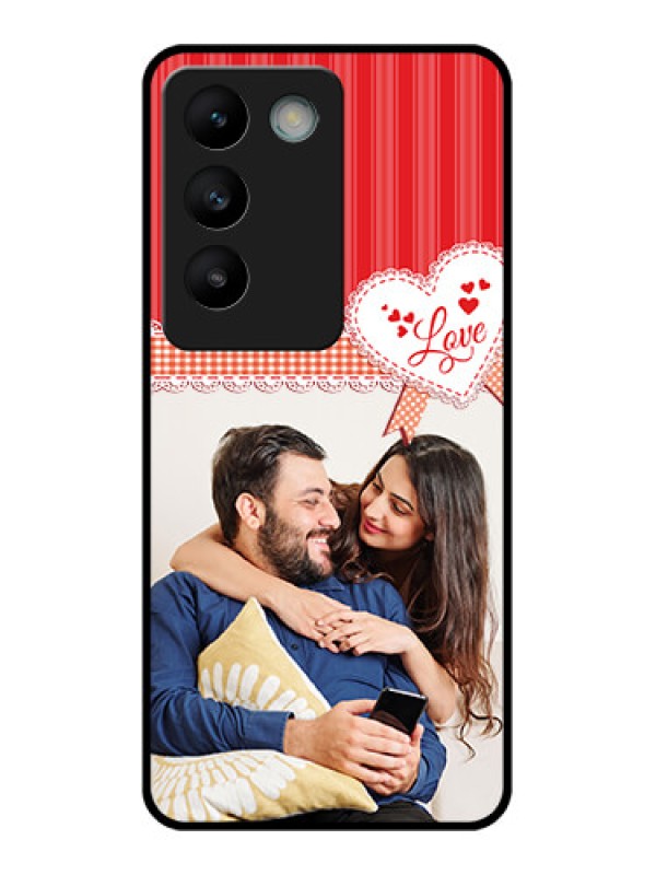 Custom Vivo Y200E 5G Custom Glass Phone CaseRed Love Pattern Design