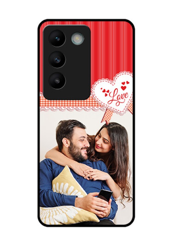 Vivo Y200E 5G Custom Glass Phone CaseRed Love Pattern Design