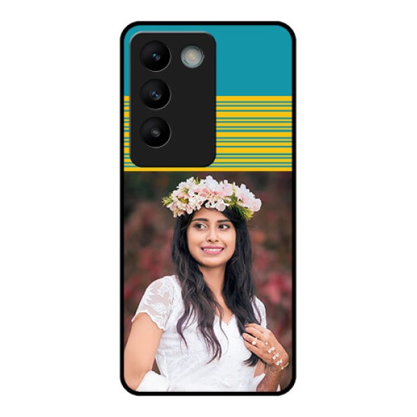 Vivo Y200E 5G Custom Glass Phone CaseYellow and Blue Design