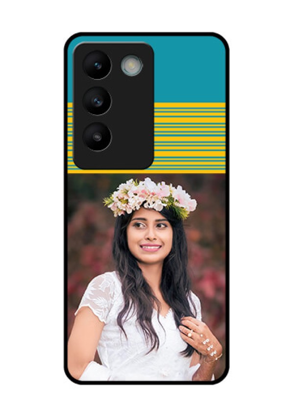 Vivo Y200E 5G Custom Glass Phone CaseYellow and Blue Design