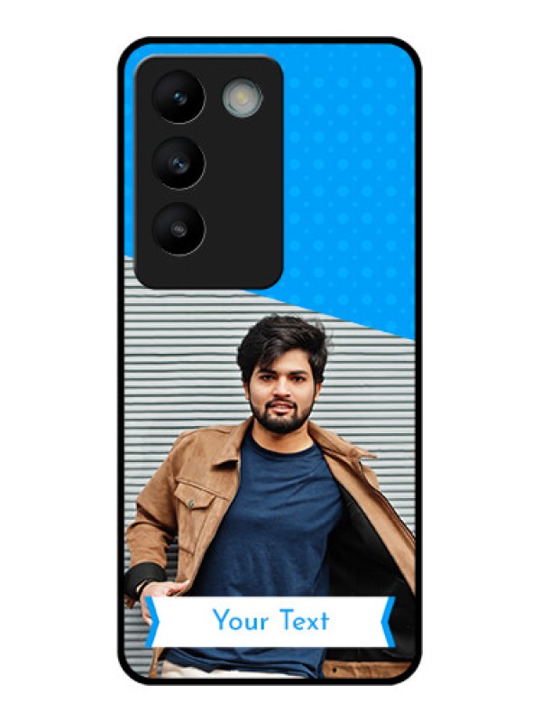 Custom Vivo Y200E 5G Custom Glass Phone CaseSimple Blue Color Design