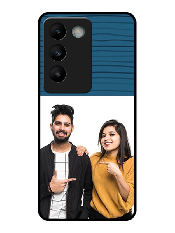 Custom Vivo Y200E 5G Custom Glass Phone CaseBlue Pattern Cover Design