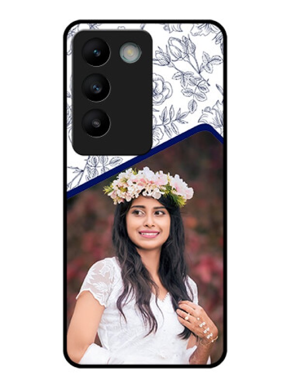 Custom Vivo Y200E 5G Custom Glass Phone CaseClassy Floral Design