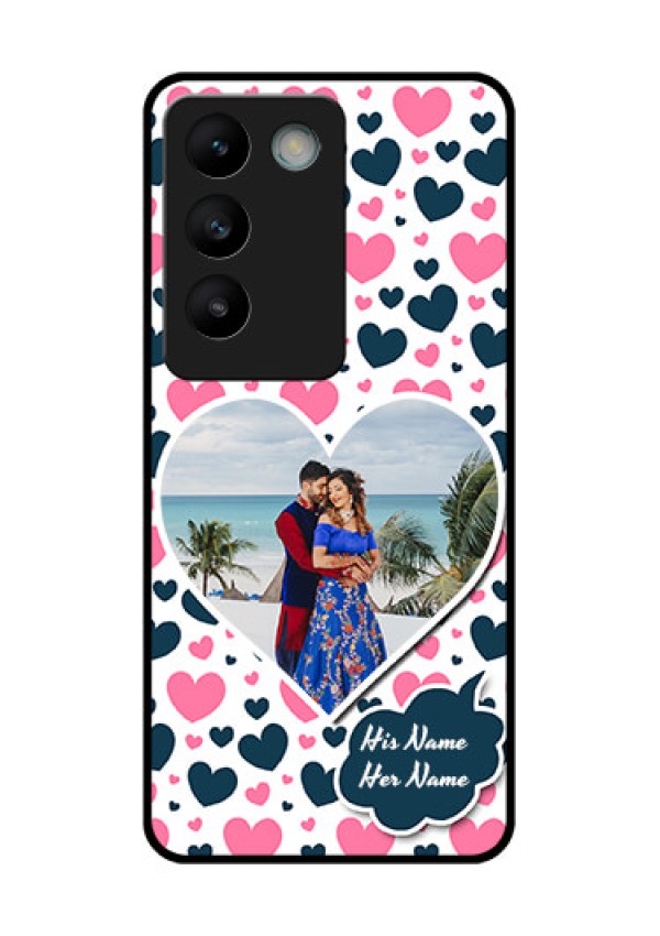 Vivo Y200E 5G Custom Glass Phone CasePink and Blue Heart Design