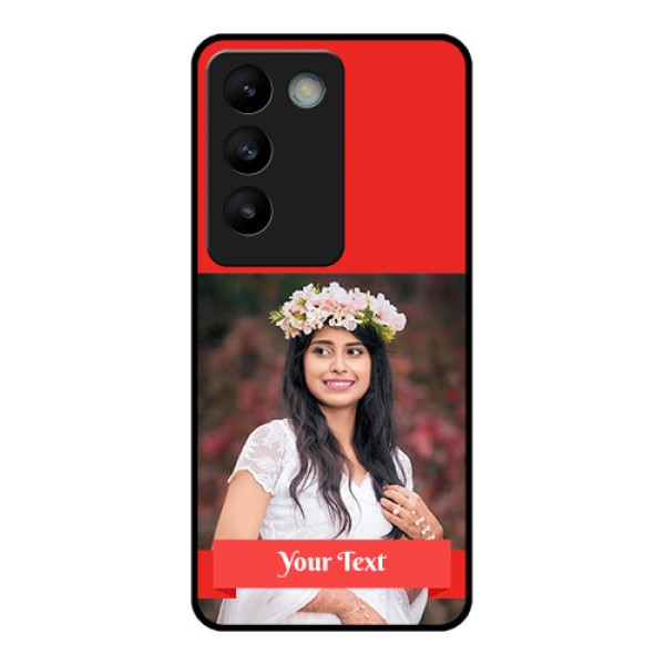 Vivo Y200E 5G Custom Glass Phone CaseSimple Red Color Design
