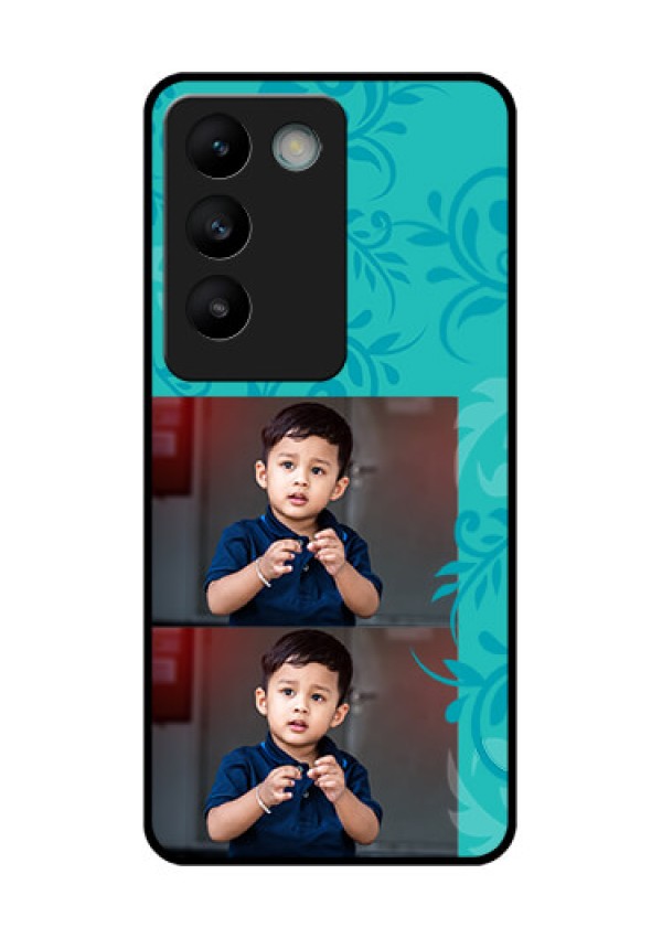 Vivo Y200E 5G Custom Glass Phone CaseWith Photo And Green Floral Design