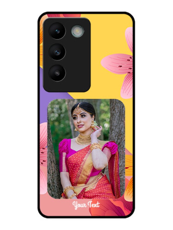 Custom Vivo Y200E 5G Custom Glass Phone Case3 Image With Vintage Floral Design
