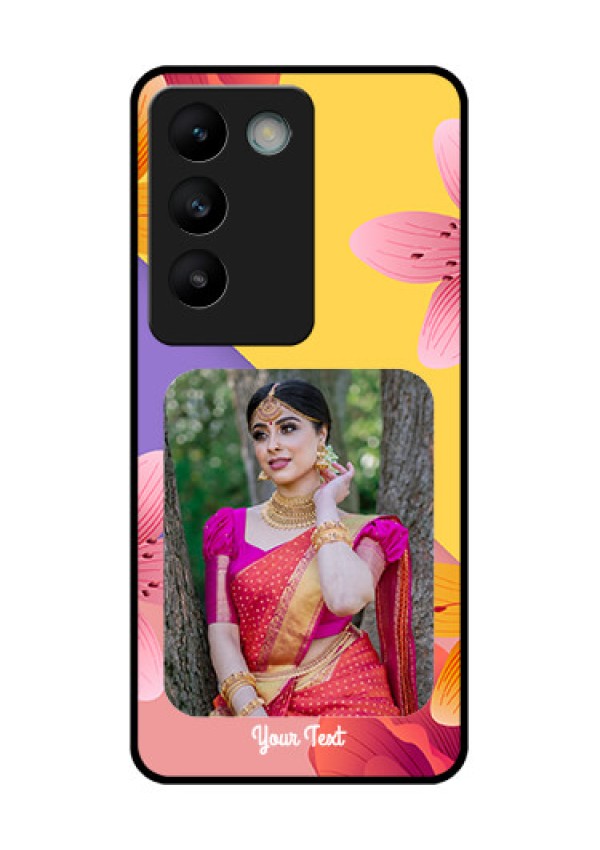 Vivo Y200E 5G Custom Glass Phone Case3 Image With Vintage Floral Design