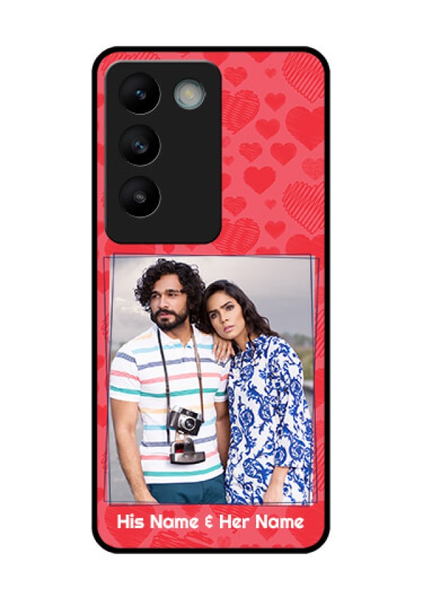 Vivo Y200E 5G Custom Glass Phone CaseWith Red Heart Symbols Design