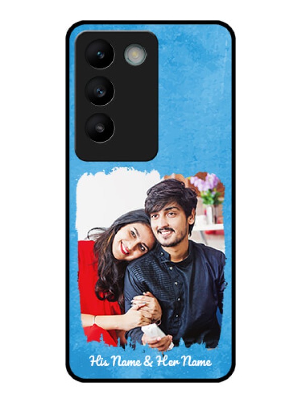 Custom Vivo Y200E 5G Custom Glass Phone Case - Blue Color Vintage Design